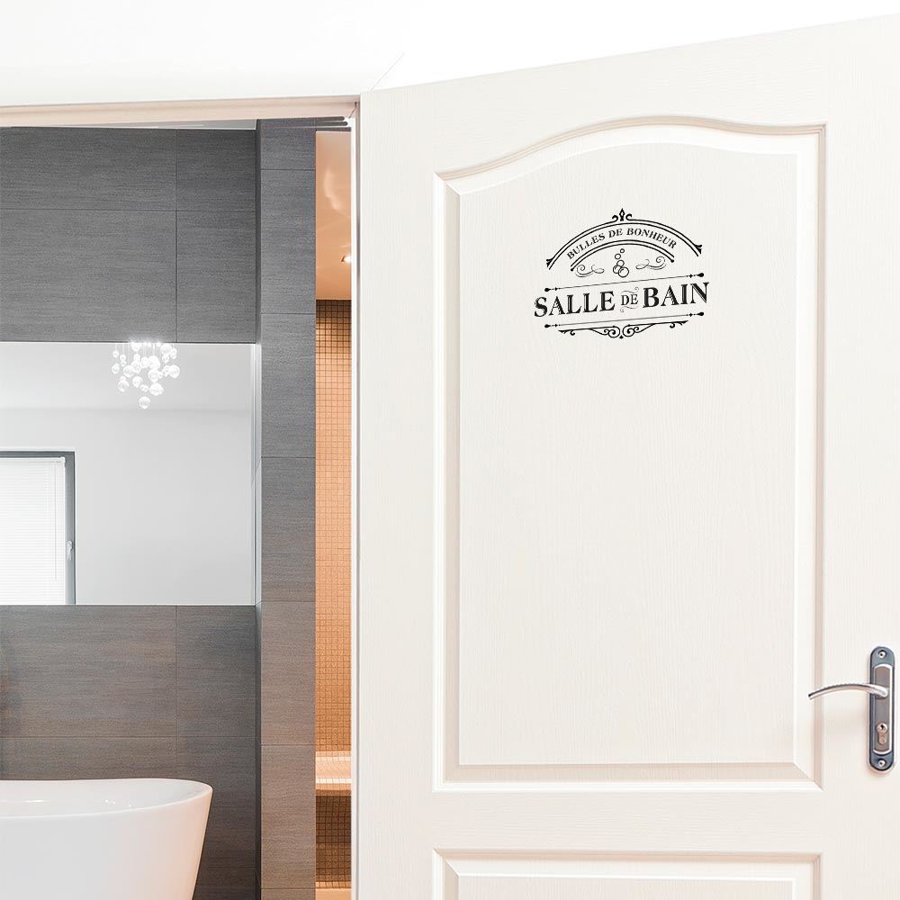 Sticker porte "salle de bain" bulles