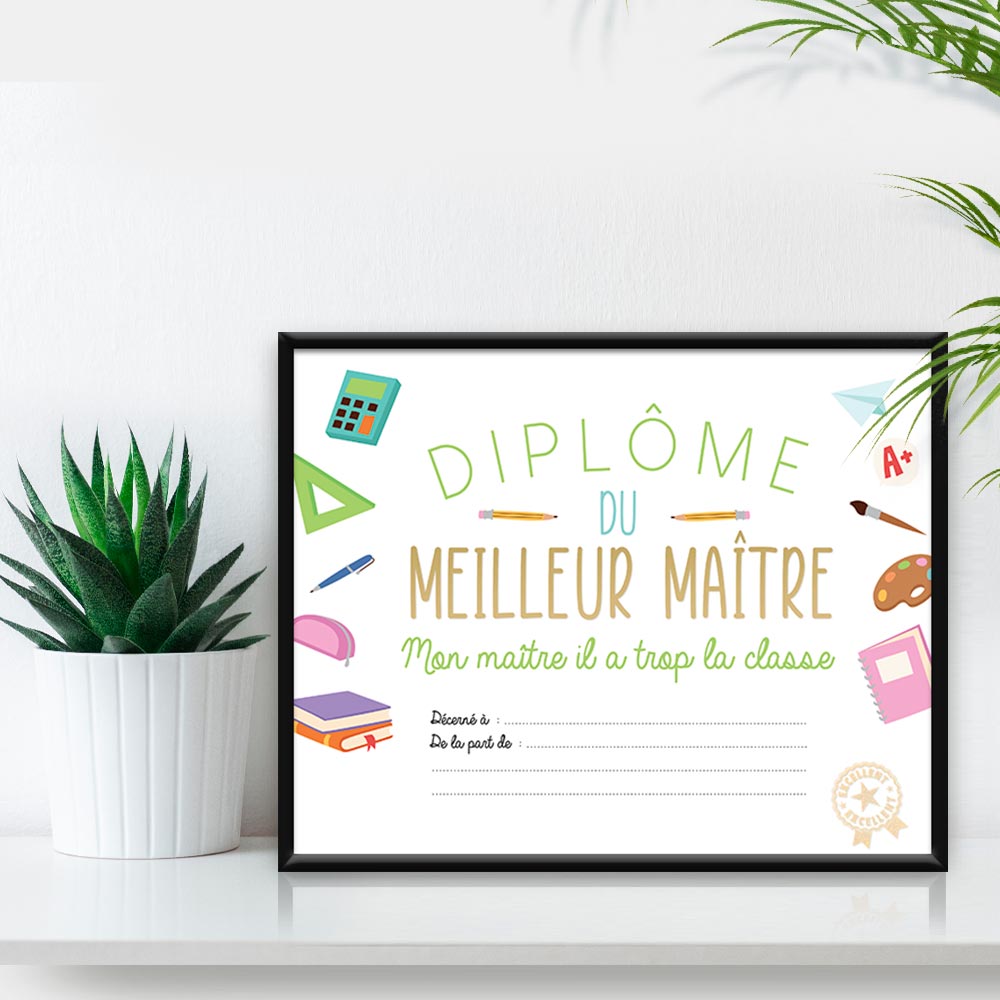 Cadre diplome meilleur maitre