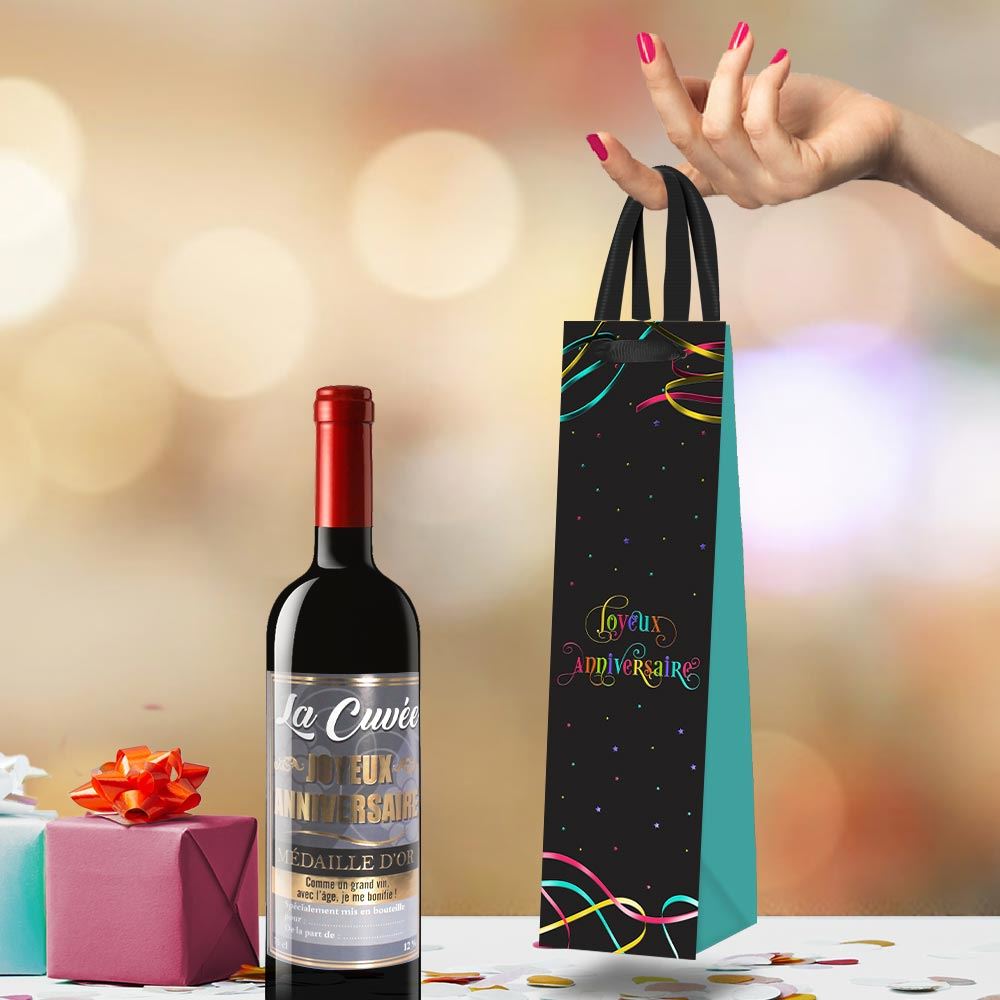 Pochette cadeau vin anniv