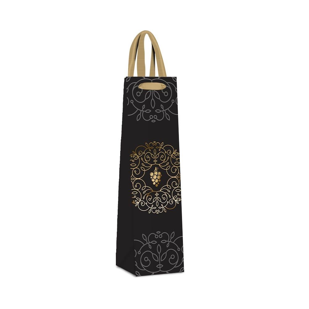 Pochette cadeau vin noire grappe