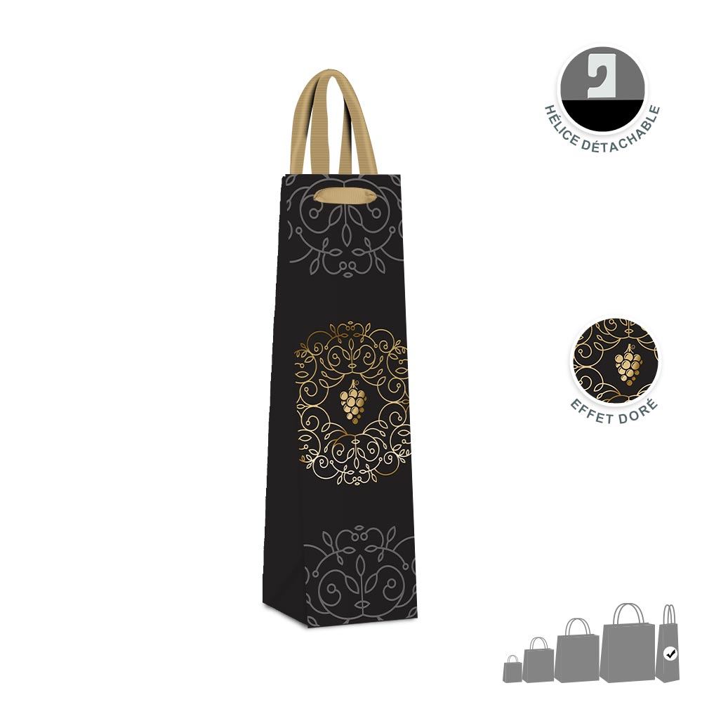 Pochette cadeau vin noire grappe