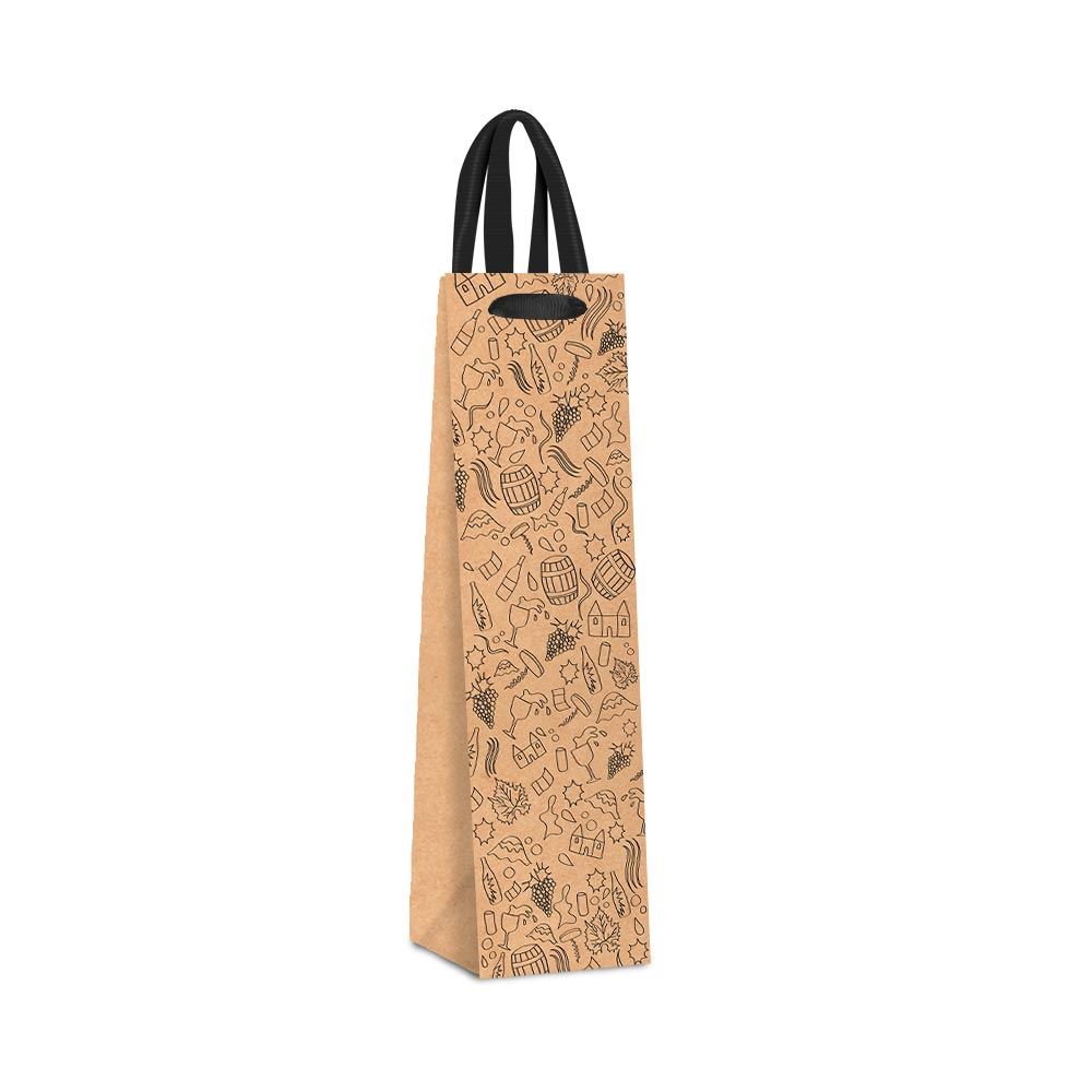 Pochette cadeau vin kraft fullprint