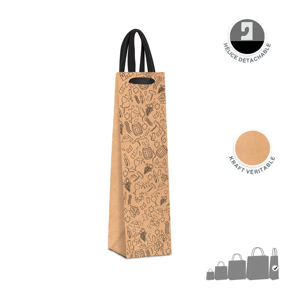 Pochette cadeau vin kraft fullprint
