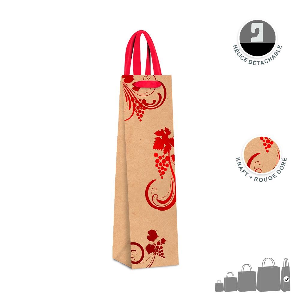 Pochette cadeau vin kraft grappe