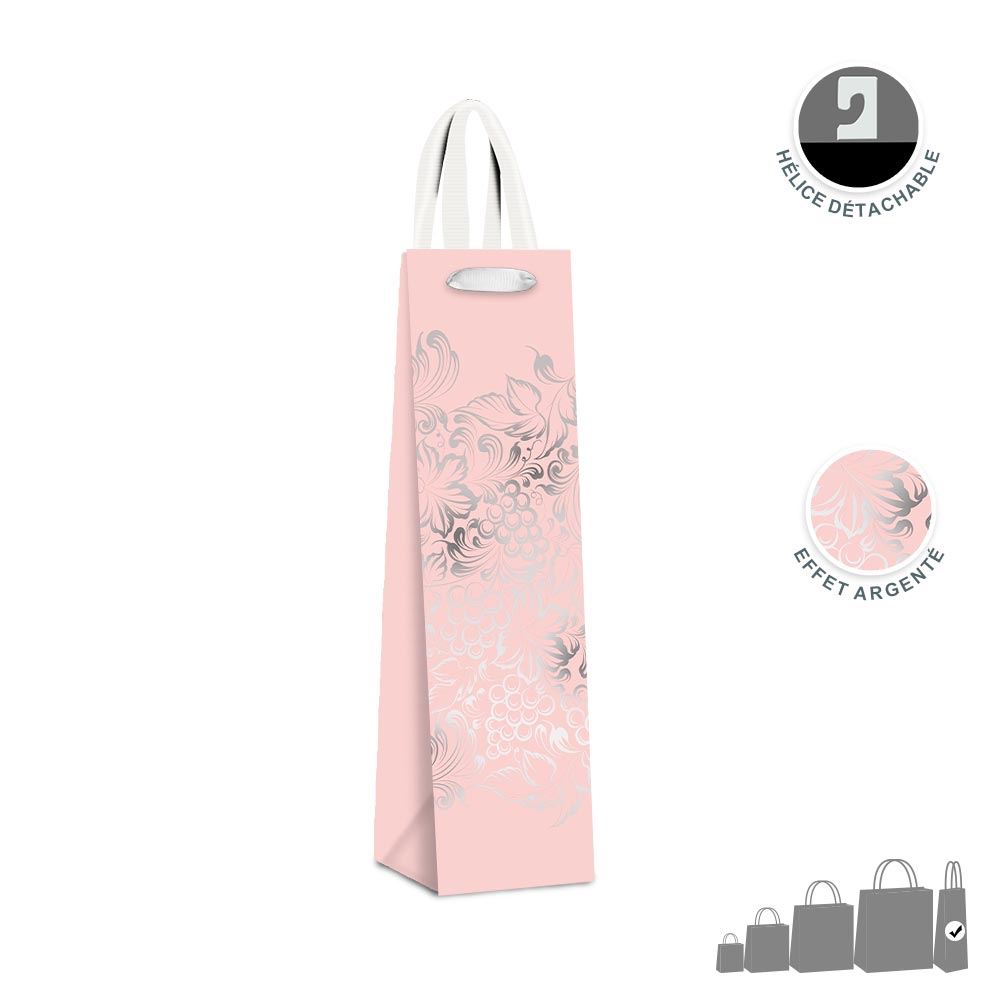 Pochette cadeau vin rose grappes