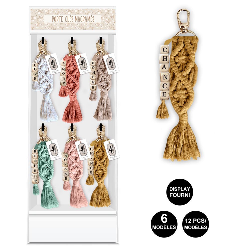 Porte cle macrame message 6mods /72pcs