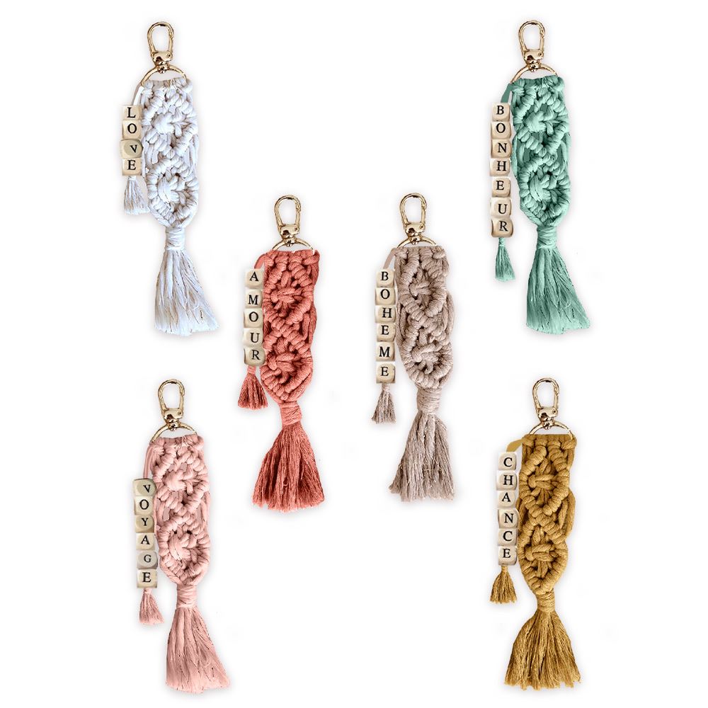 Porte cle macrame message 6mods /72pcs