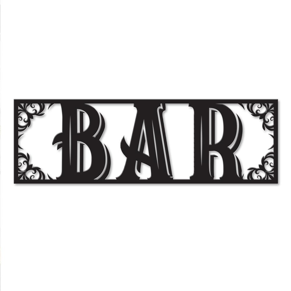 Enseigne "bar" deco bois rect.