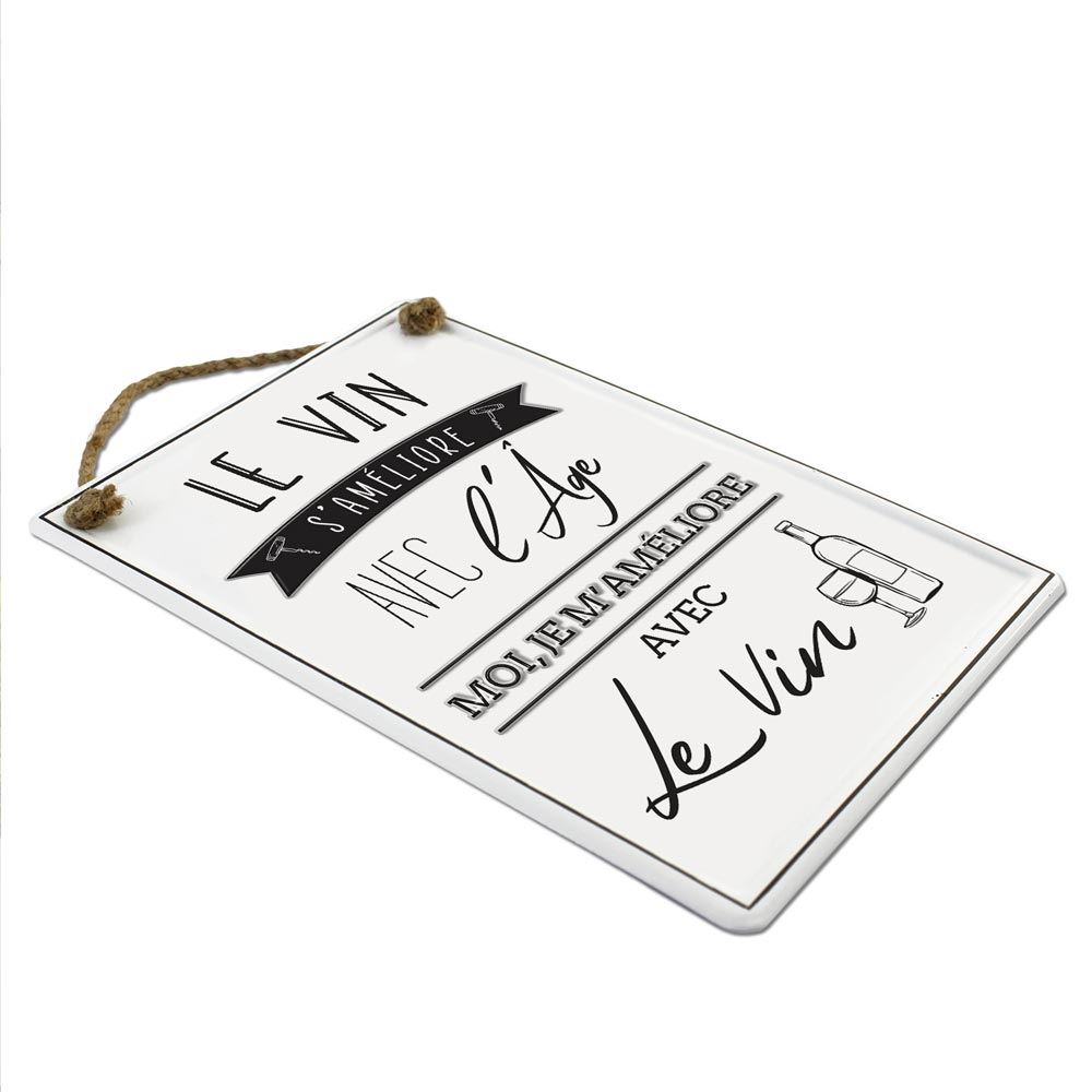 Plaque metal 3d "le vin s ameliore"