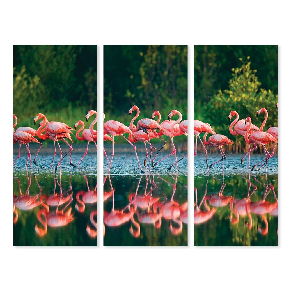 Toiles triptyques flamants roses 150x120 cm