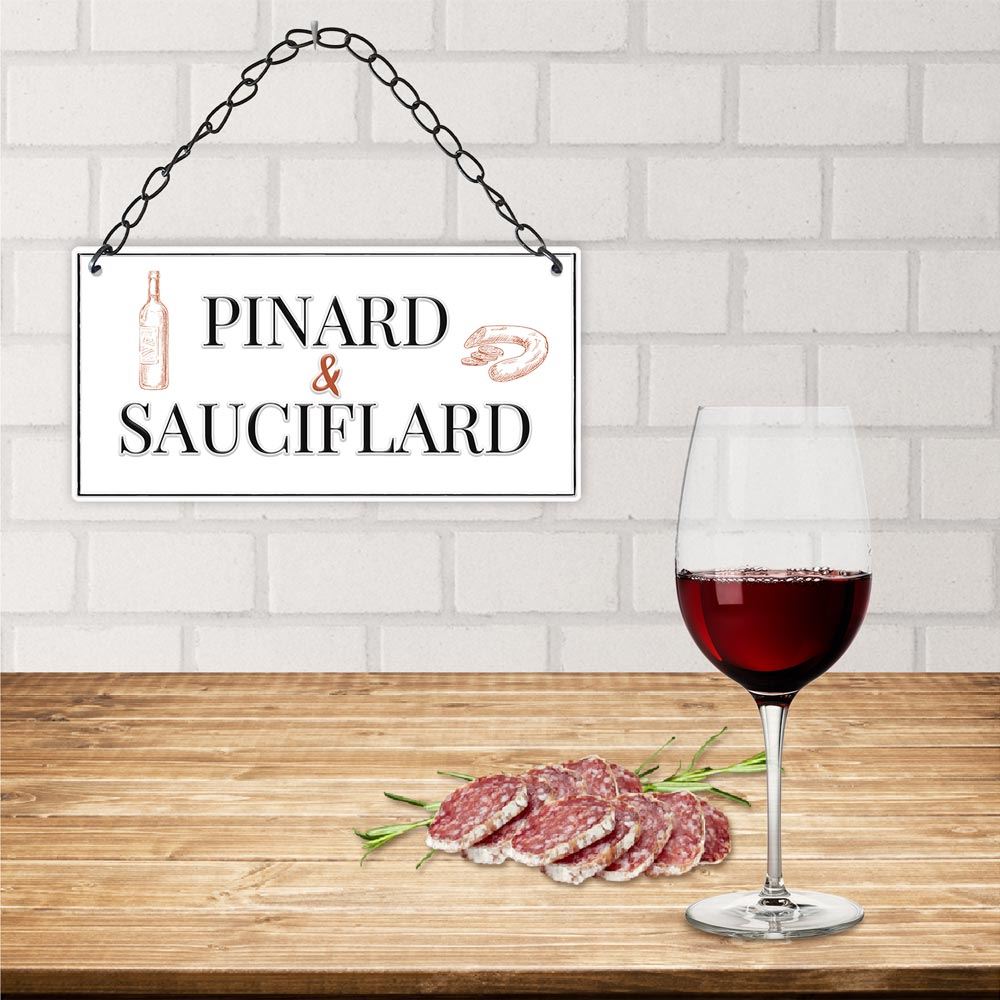 Plaque metal 3d "pinard et sauciflard"