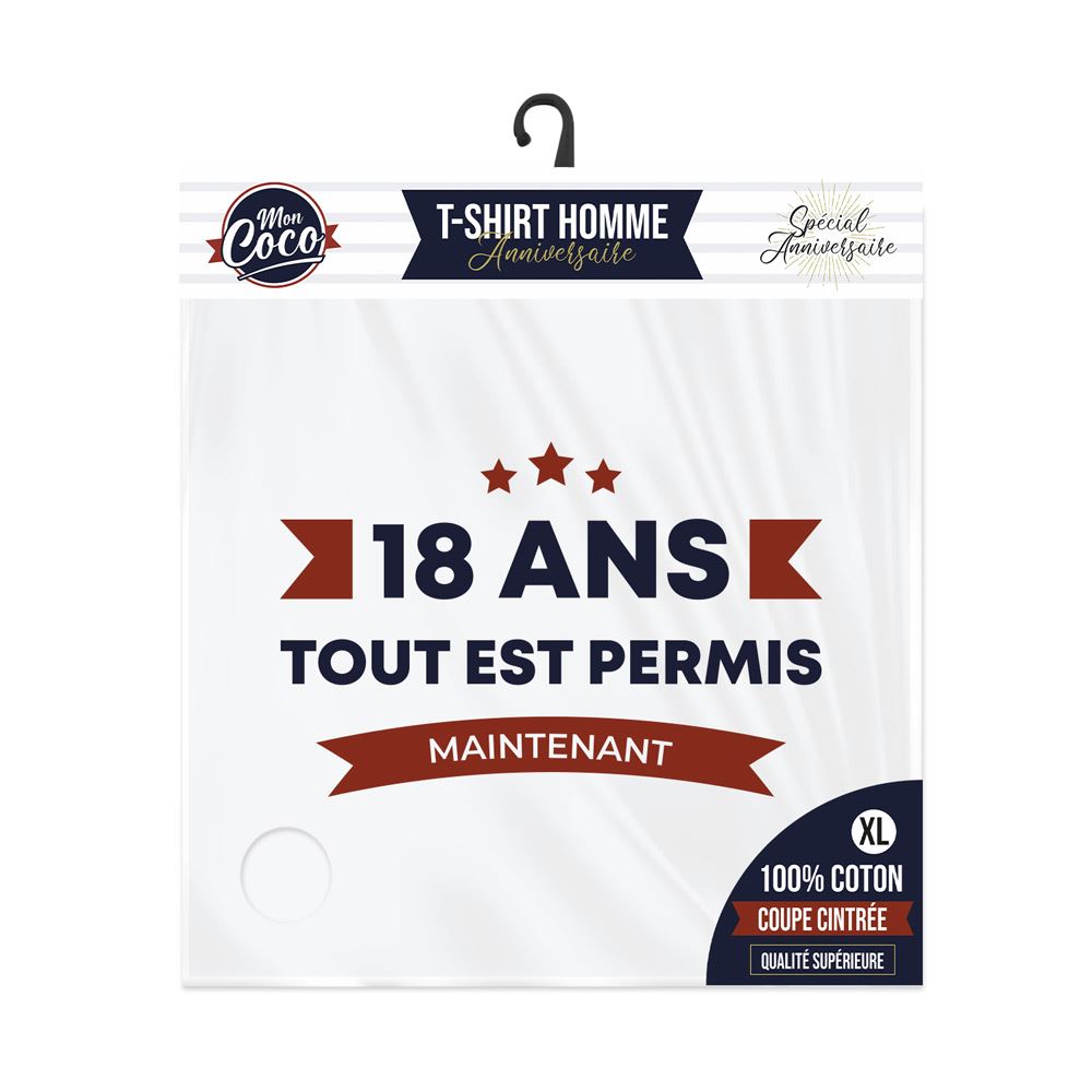 T shirt "18ans tout est permis" xl
