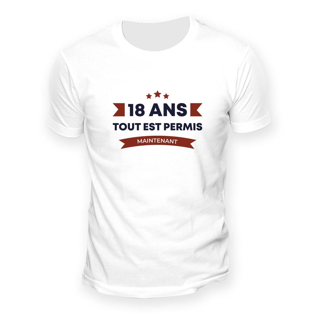 T shirt "18ans tout est permis" xl