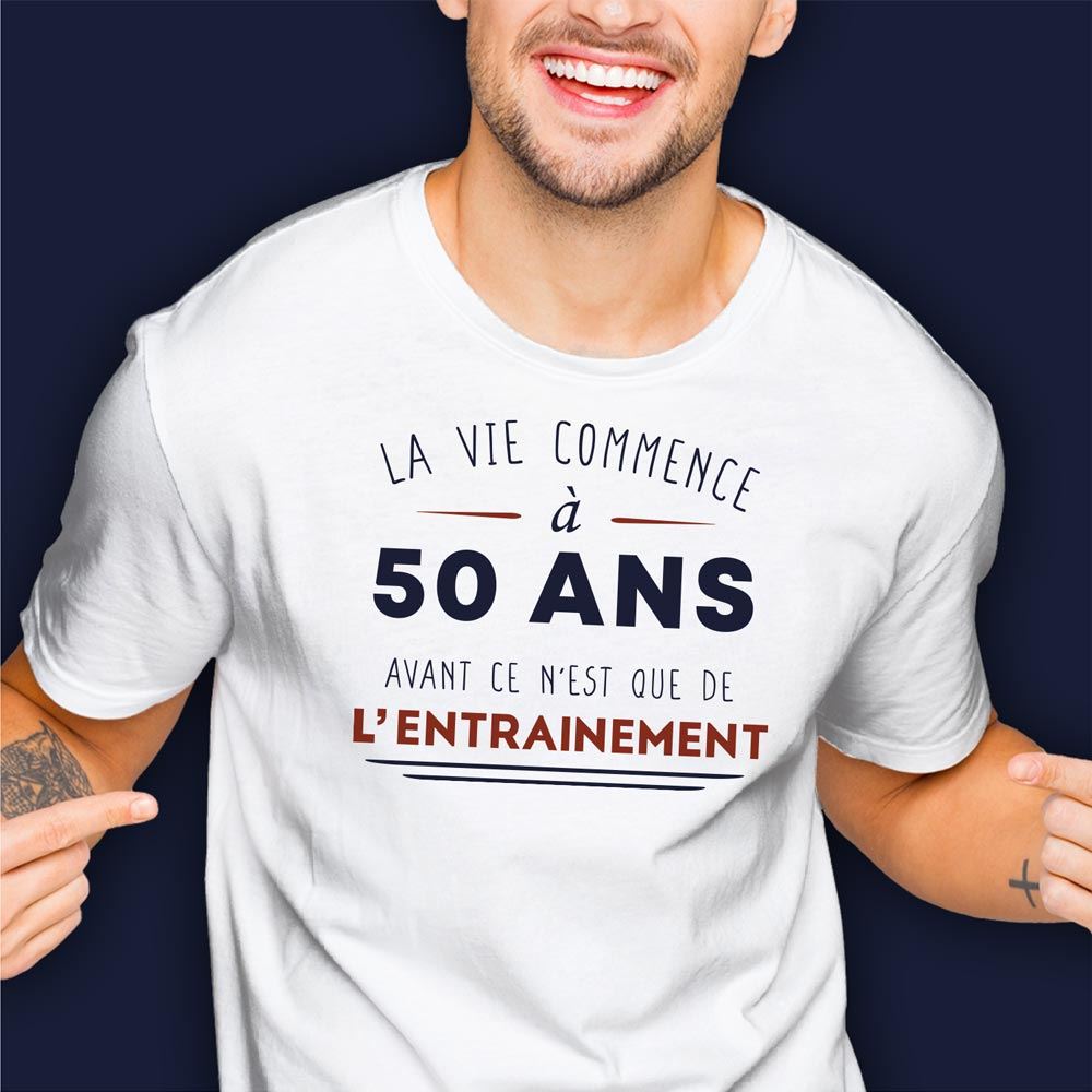T shirt "50ans la vie commence" m