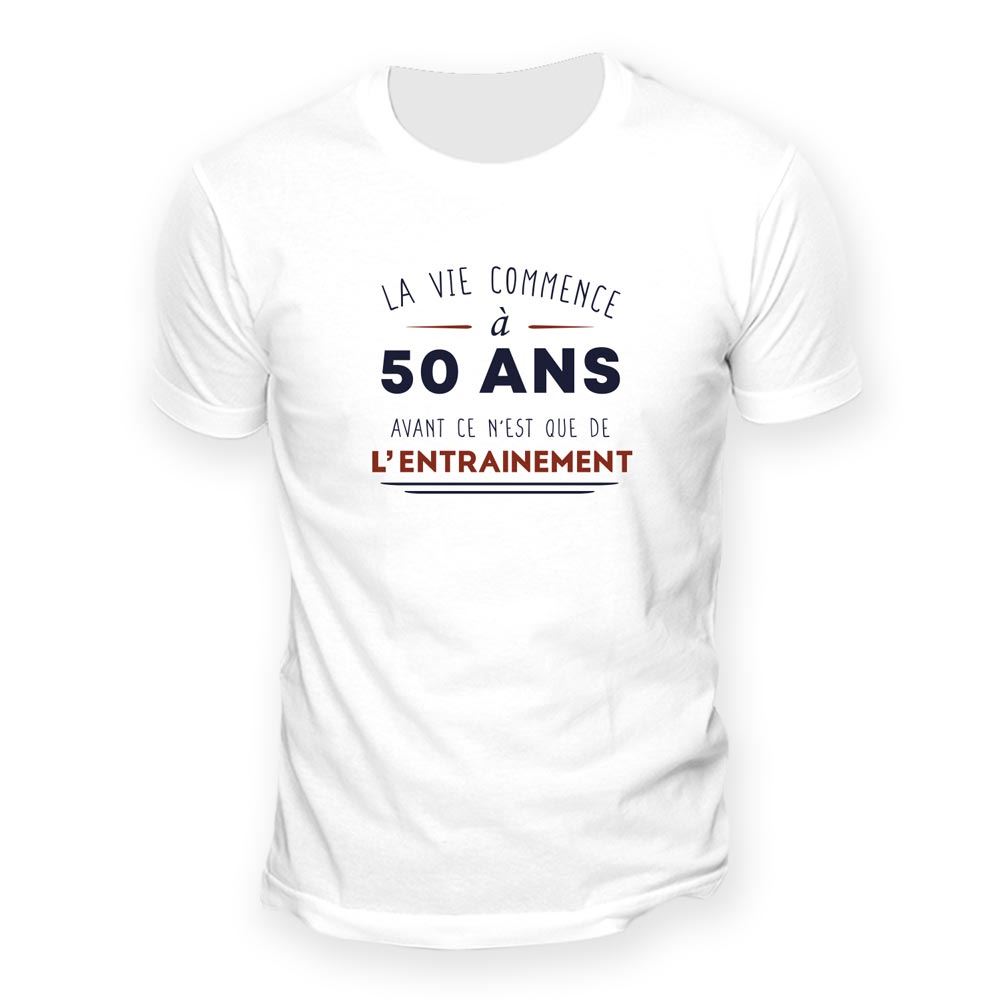T shirt "50ans la vie commence" m