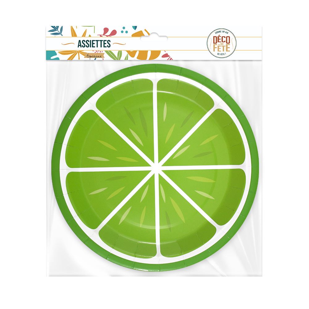 Pack 6 assiettes fruits exotiques