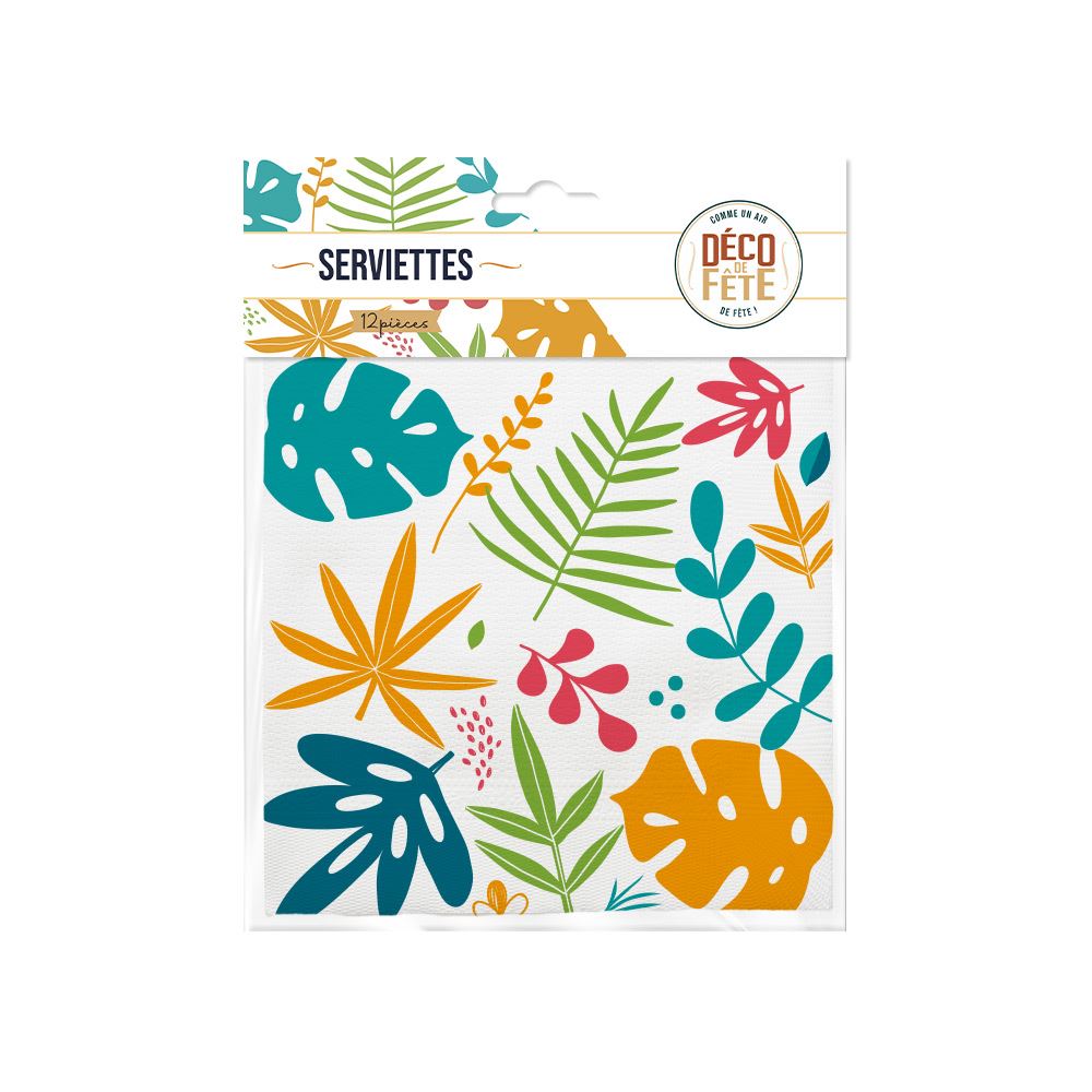 Pack 12 serviettes fruits exotiques