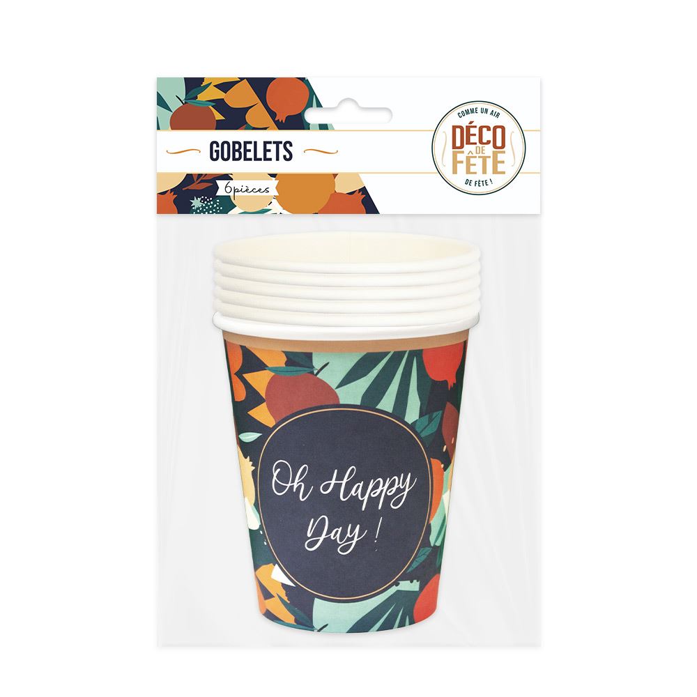 Pack 6 gobelets "oh happy day"