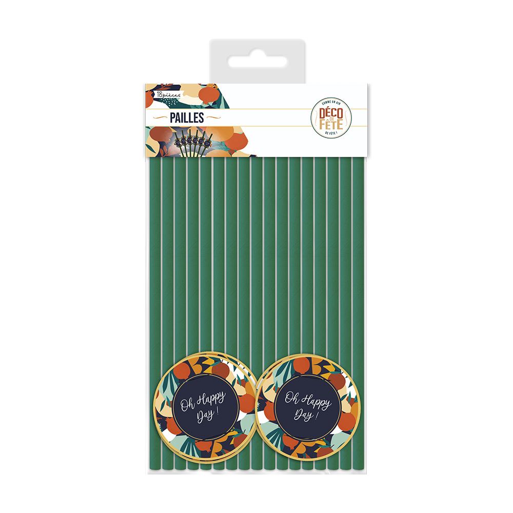 Pack 18 pailles "oh happy day"