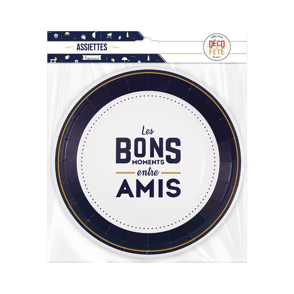 Pack 6 assiettes "moments...amis"