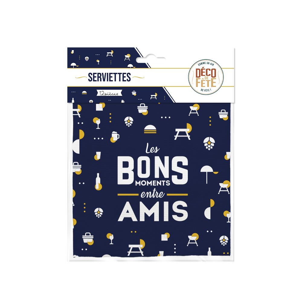 Pack 12 serviettes "moments...amis"