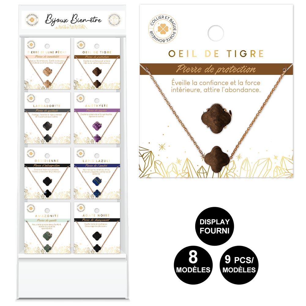 Collier et bague trefle 8mods /72pcs