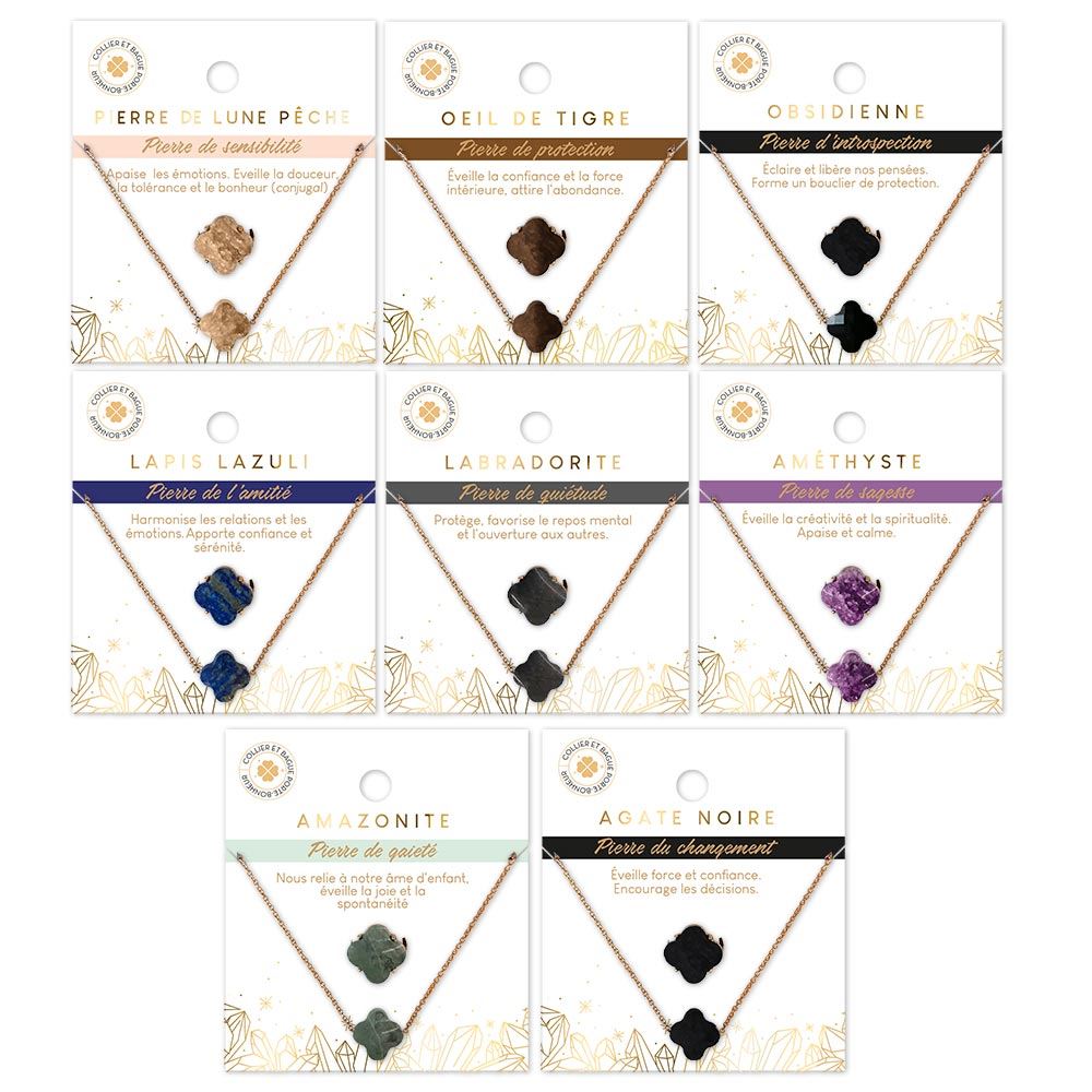 Collier et bague trefle 8mods /72pcs