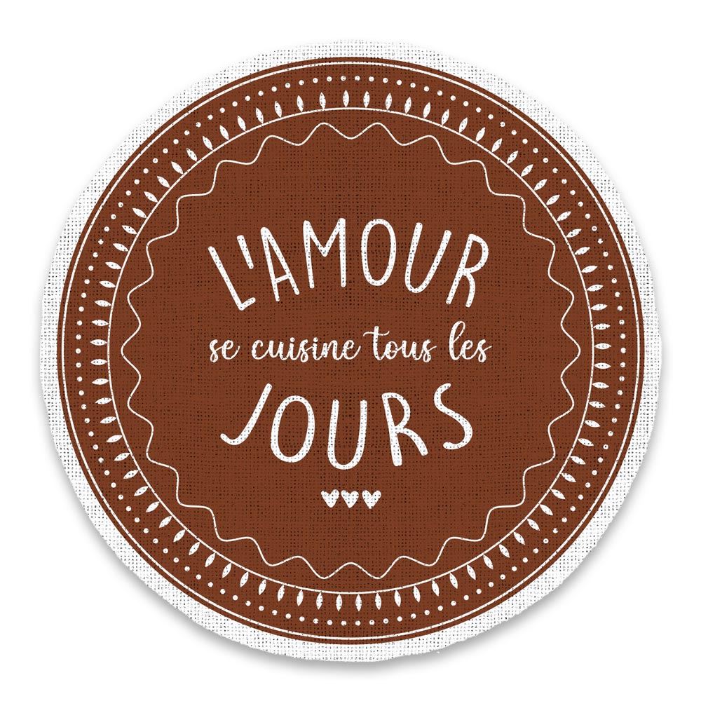Set de table rond "l amour ca se cuisine"