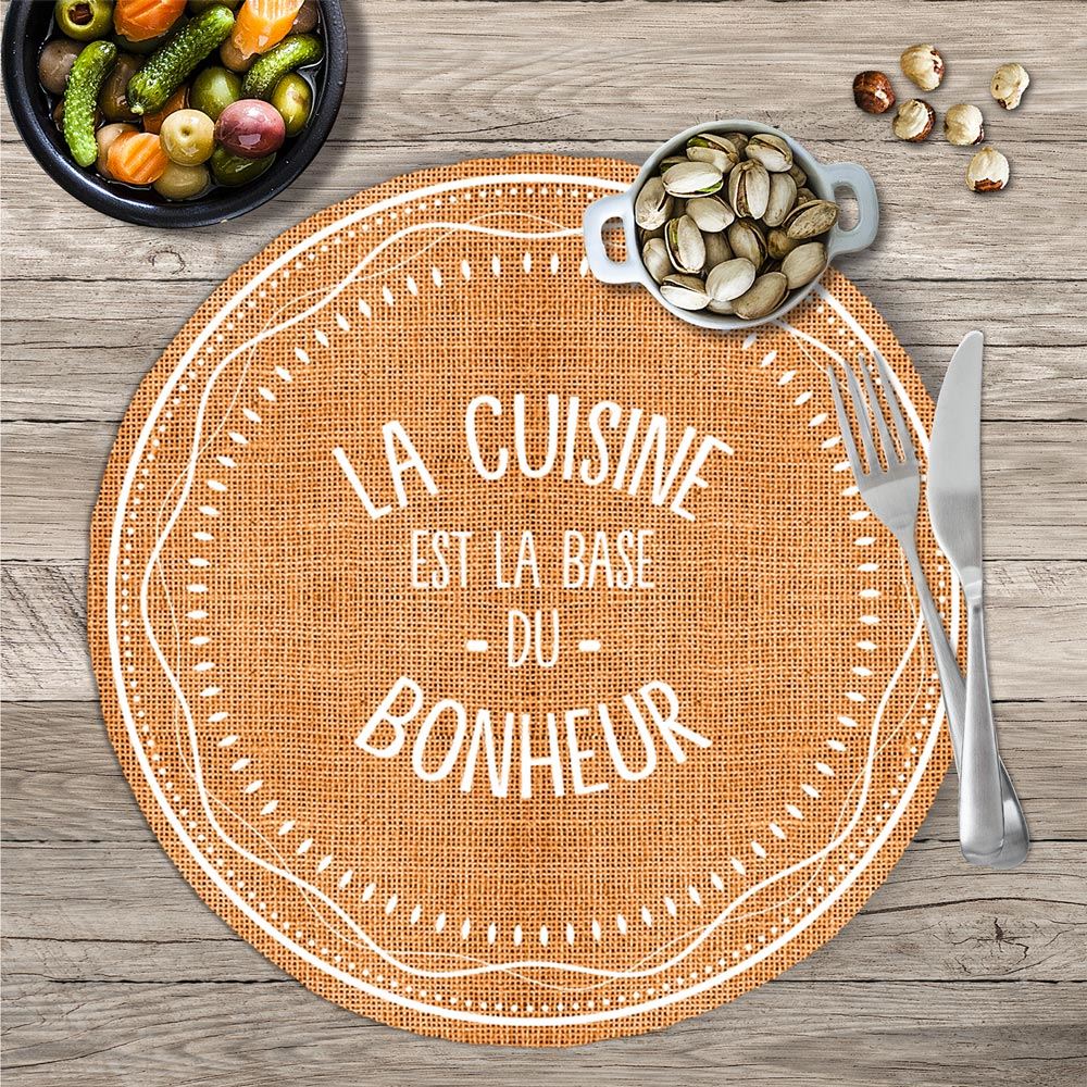 Set de table rond "la cuisine...bonheur"