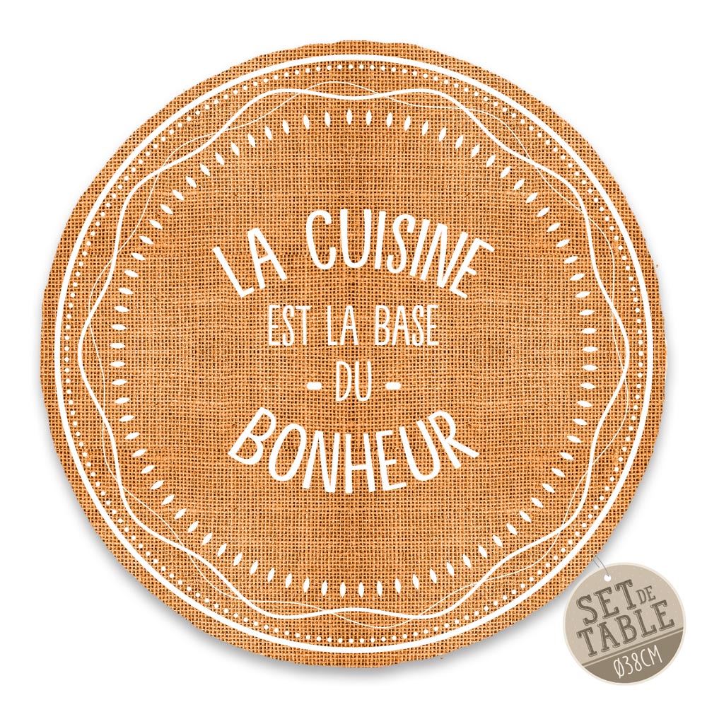 Set de table rond "la cuisine...bonheur"