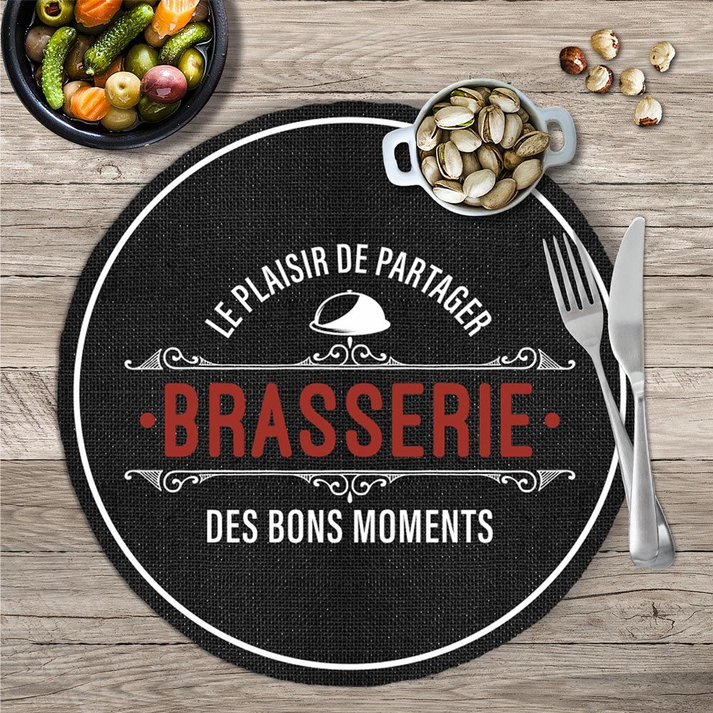 Set de table rond "brasserie...plaisir partager"