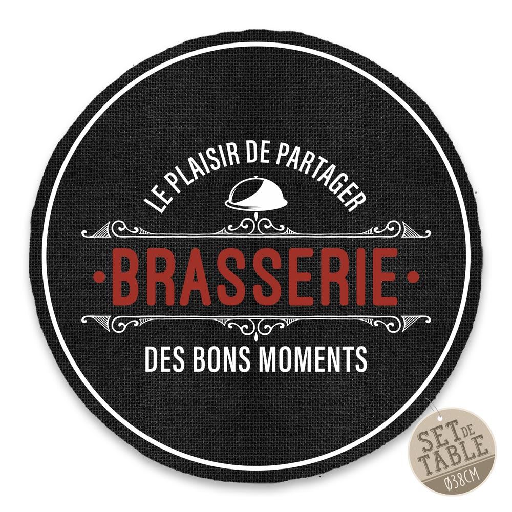 Set de table rond "brasserie...plaisir partager"
