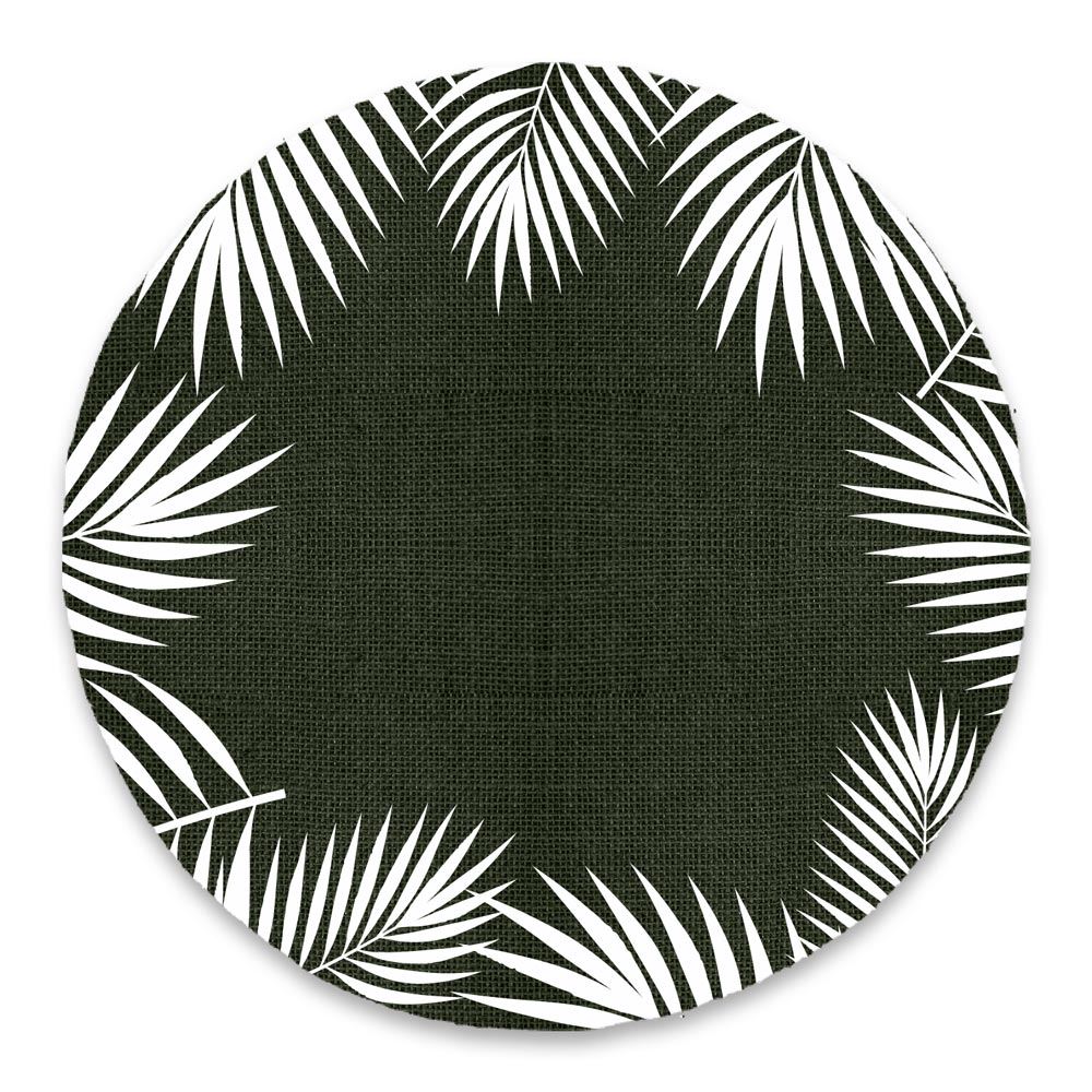 Set de table rond "kaki feuilles tropicales"