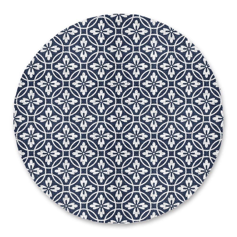 Set de table rond bleu carreau ciment
