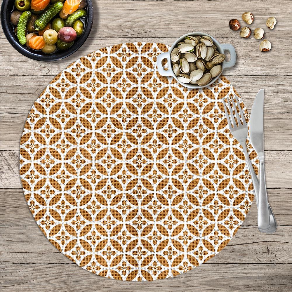 Set de table rond jaune carreau ciment