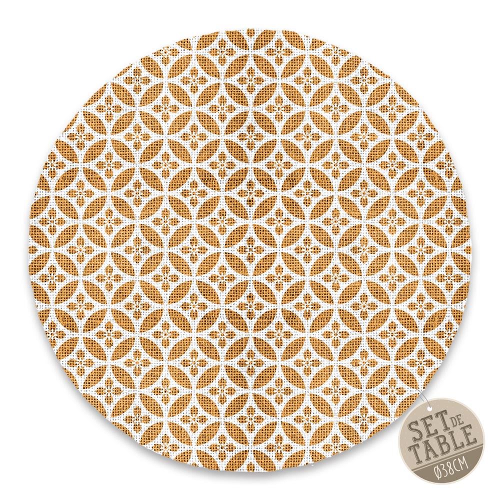 Set de table rond jaune carreau ciment
