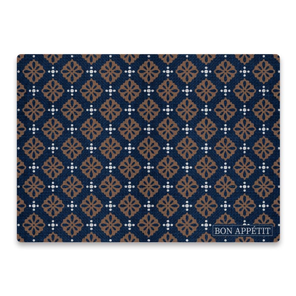 Set de table bleu et marron "bon appetit"