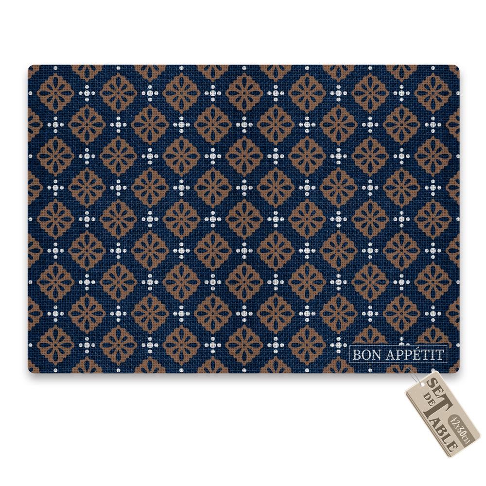 Set de table bleu et marron "bon appetit"