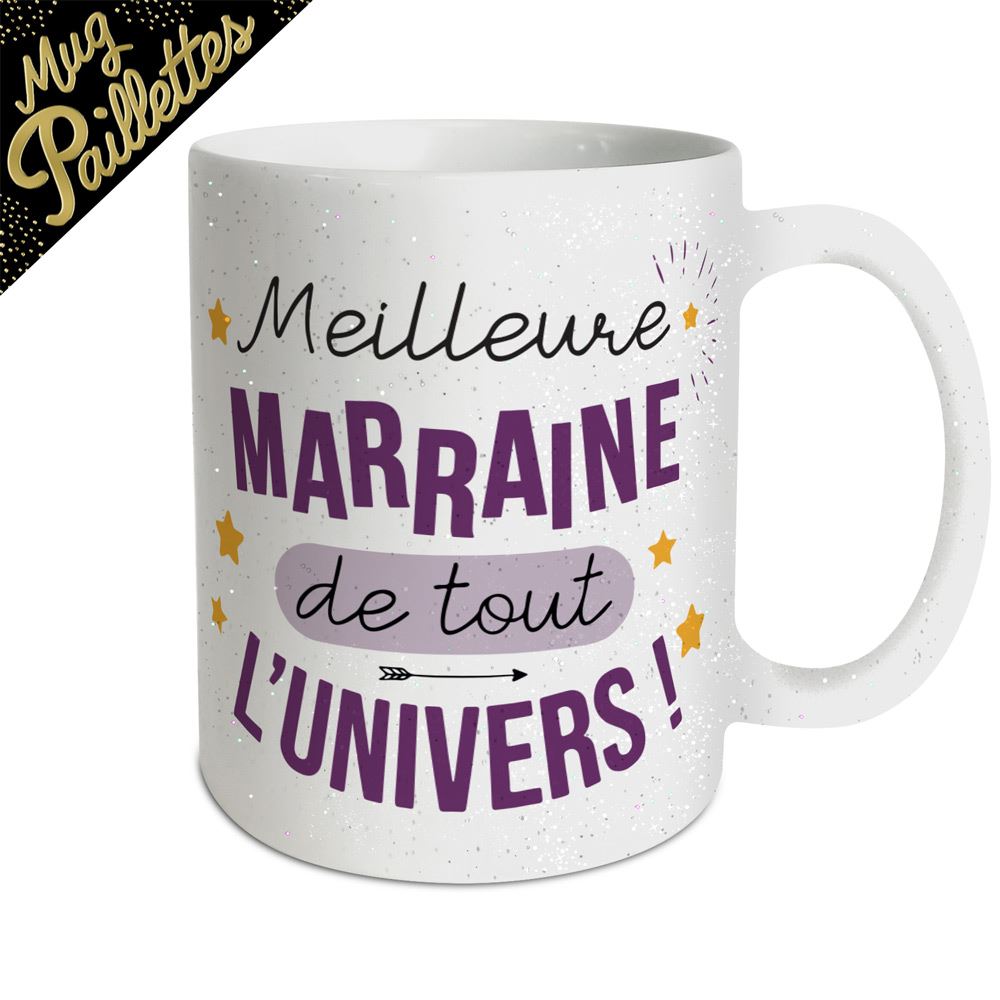 Mug a paillettes meilleure marraine
