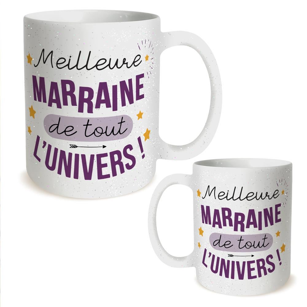 Mug a paillettes meilleure marraine
