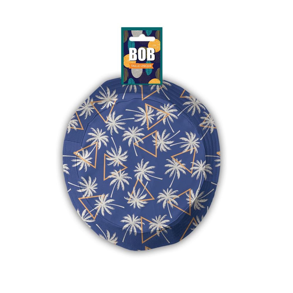 Bob bleu motif palmiers