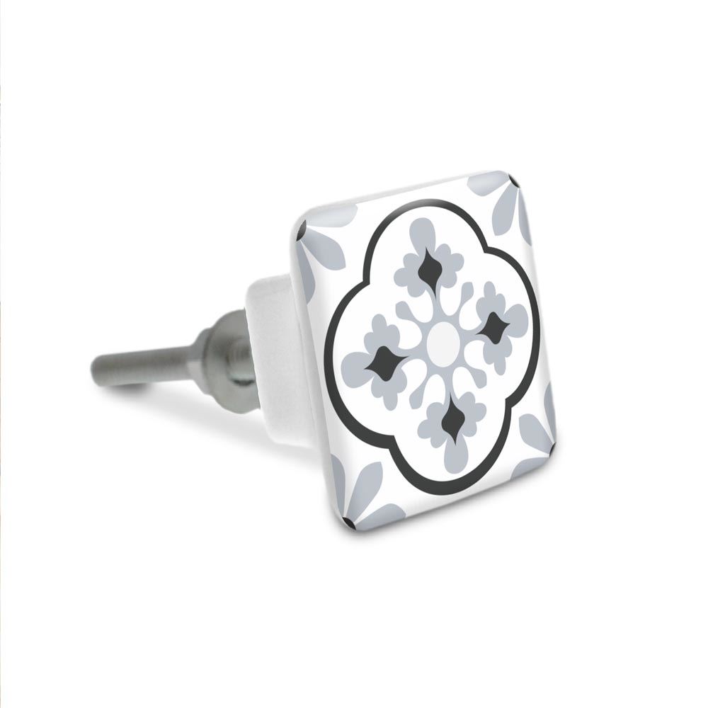 Bouton de meuble carre carreau ciment gris