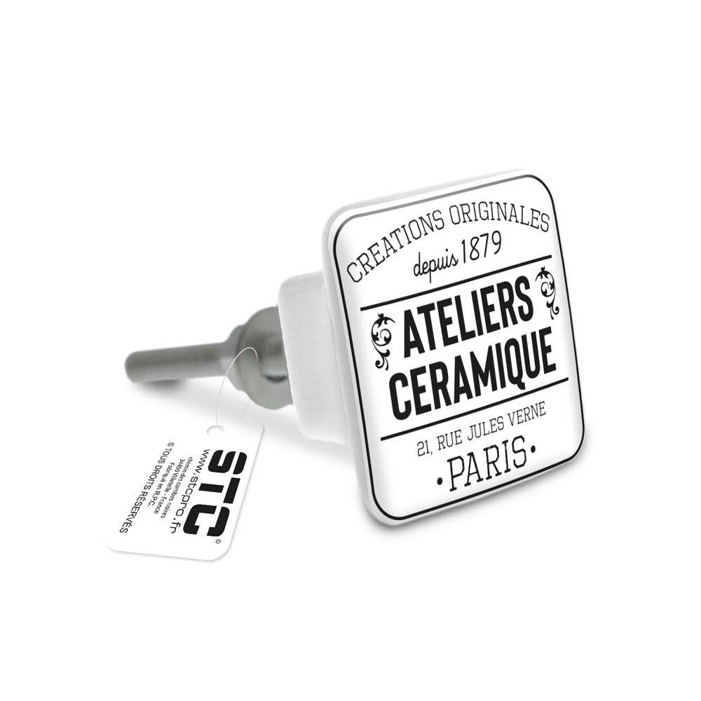 Bouton de meuble carre "ateliers ceramique"