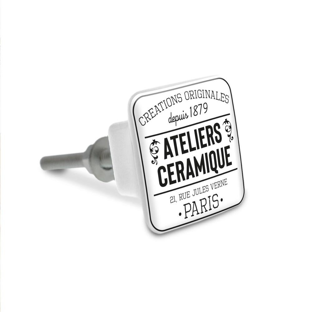 Bouton de meuble carre "ateliers ceramique"