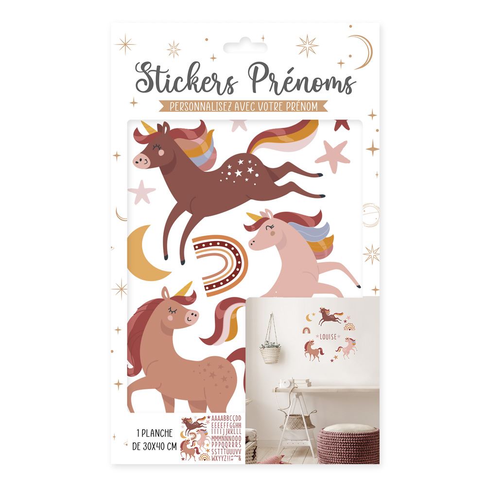 Stickers prenoms licorne