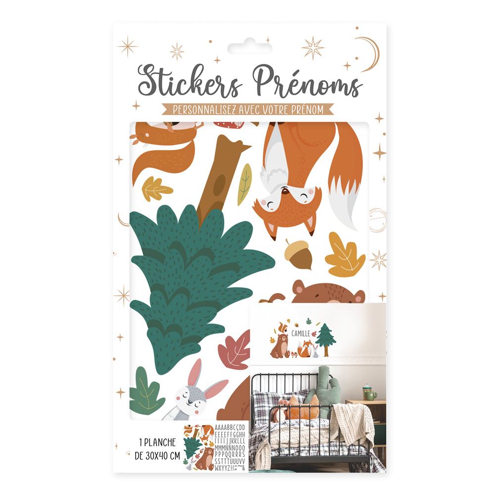 Stickers prenoms animaux foret