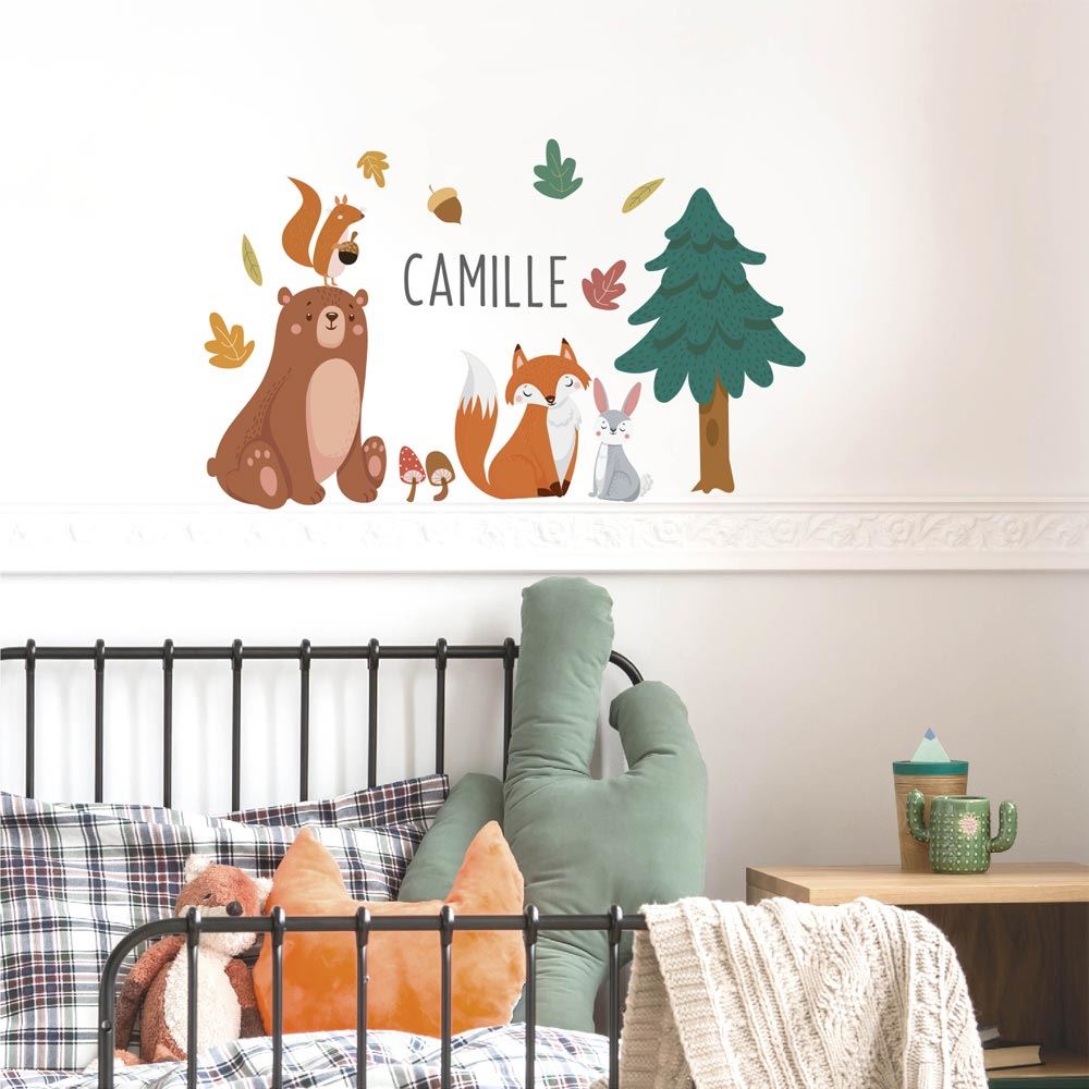 Stickers prenoms animaux foret