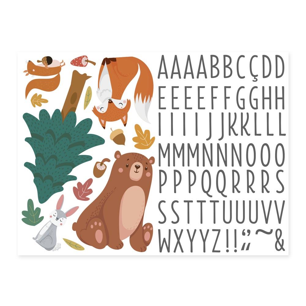 Stickers prenoms animaux foret