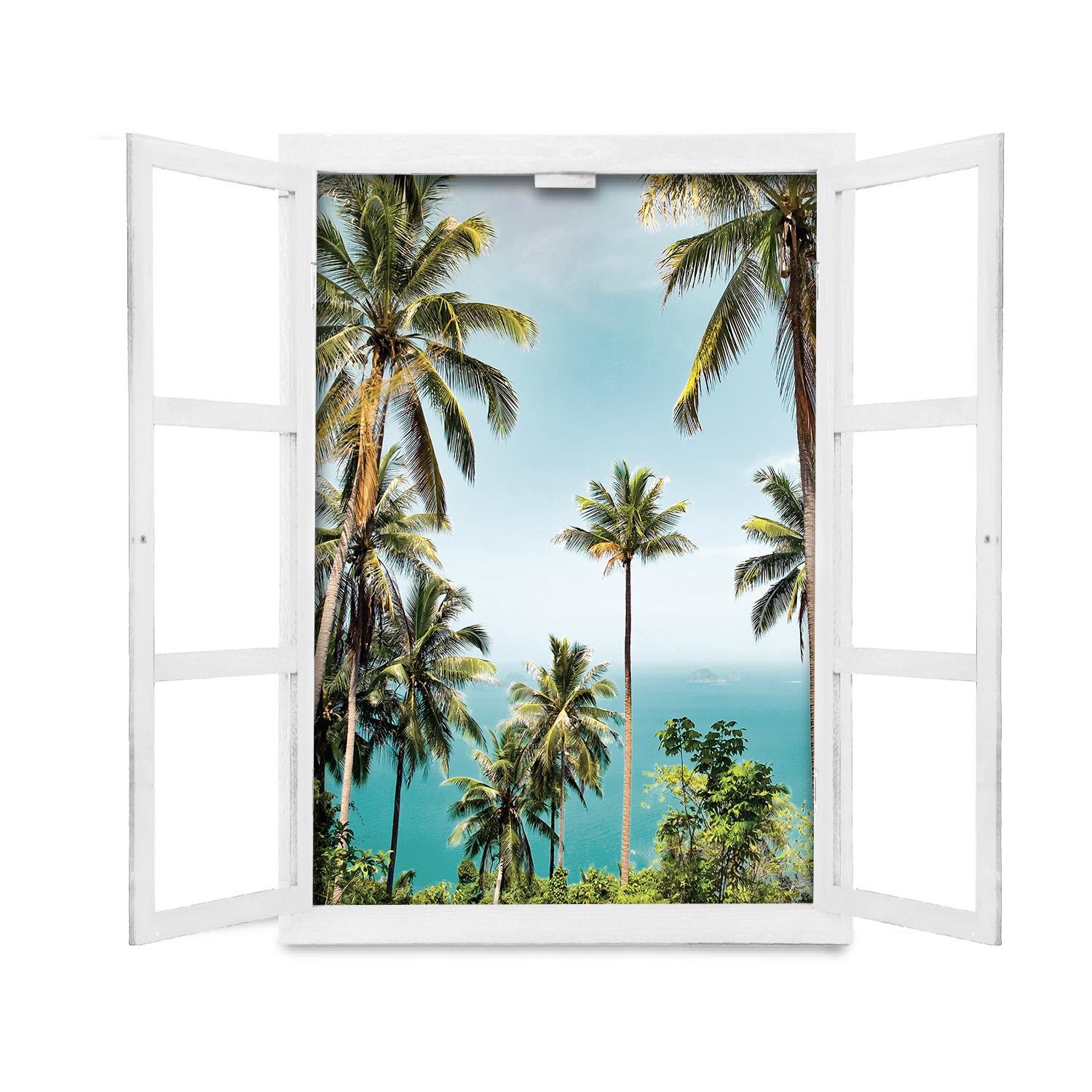 Fenetre tableau palmiers/cocotiers