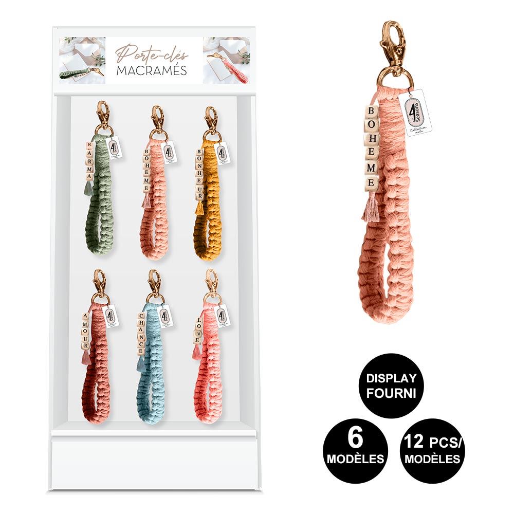 Porte cle dragonne macrame 6mods /72pcs